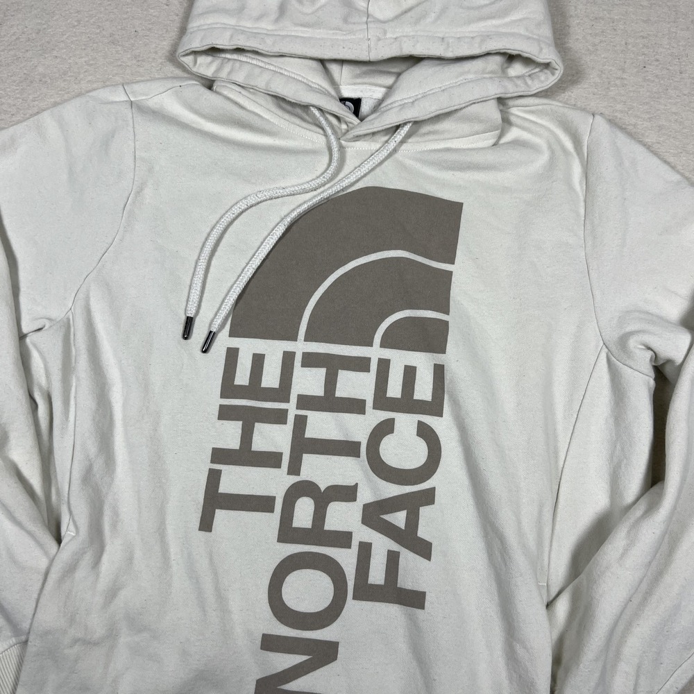 The North Face Hoodie Womens M White Big Logo Pullover Fleece Graphic Sweatshirt